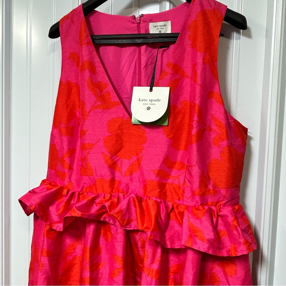Kate Spade New York Kentucky Derby Classic Rose Peplum Midi Dress Women's 17 NWT